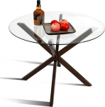 CangLong 90,2 cm gro&szlig;er runder Esstisch aus Glas f&uuml;r 2-4 Personen, moderner Couchtisch aus klarem geh&auml;rtetem Glas mit stabilen Metallbeinen f&uuml;r Zuhause, Konferenzen, B&uuml;ro und Restaurant, Wei&szlig;