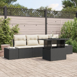 Rantry 5-teiliges Garten-Sofa-Set mit Kissen Schwarz Poly-Rattan Gartenlounge Model3357820