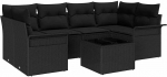 7-teiliges Garten-Sofa-Set mit Kissen Schwarz Poly-Rattan Gartenlounge Model3345263
