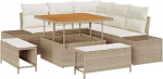8-teiliges Garten Sofaset mit Kissen Beige Poly Rattan Akazie Gartenlounge Model3364726