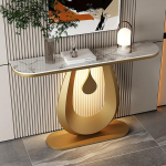 Moderner LED-Konsolentisch f&uuml;r den Eingangsbereich - 100 cm (39,4 Zoll) stilvoller Flur-Akzenttisch mit Metallfu&szlig; und Stauraum f&uuml;r die Dekoration von Wohnzimmer und Eingangsbereich