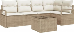 Rantry 6-teiliges Garten-Sofa-Set mit Kissen Braun Poly Rattan, 2-Sitzer Garten-Sofa mit Kissen Beige Poly Rattan Gartenlounge Model3346391