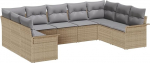 Rantry 9 Teile Garten Diivan Set mit Kissen Beige Poly Rattan Gartenlounge Model3345520