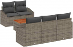 Rantry Garten Diivan Set mit Kissen Grau Poly Rattan Akazie Gartenlounge Model3356438
