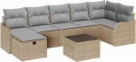Rantry 8-teiliges Garten Sofa Set mit Kissen Beige Poly Rattan, 2-Sitzer Garten Sofa mit Kissen Beige Poly Rattan Gartenlounge Model3359009