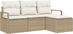 Rantry 4-teilige Garten Sofa Set mit Kissen Beige Poly Rattan, 2-Sitzer Garten Sofa mit Kissen Beige Poly Rattan Gartenlounge Model3346331