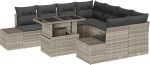 Rantry 9-teiliges Garten Sofa Set mit Kissen in Hellgrau aus Poly Rattan Gartenlounge Model3349158