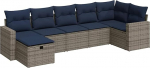 7-TLG. Garten-Sofagarnitur mit Kissen Grau Poly Rattan Gartenlounge Model3325407