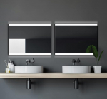 Talos Black Shine 80 x 60 cm LED Bathroom Mirror with Lighting - Wall Mirror with Neutral White LED Light Cut-Out - Matt Black Aluminium Frame - Illuminated Bathroom Mirror for Bathroom