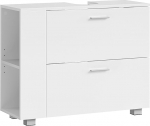 VASAGLE BBK502W01 Vanity Unit, Open Compartments on One Side, Interchangeable Right or Left, Bathroom Cabinet, Large Opening for Siphons, 30 x 80 x 64 cm, Cloud White