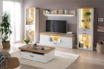 Lomadox Living Room Set Including Storage Elements in Pine White with Oak Nb.