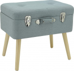Happy Home Company 13166 Stool Chest Bedside Table Upholstered Stool Chest Stool with Storage Compartment Ottoman in Case Design Cotton / Fabric Grey