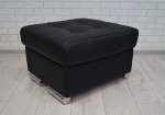 Quattro Meble Black Real Leather Pik Folding Stool with Storage Space Stool Cowhide Seat Cube 60 x 55 cm Footstool Upholstered Stool Real Leather Puff
