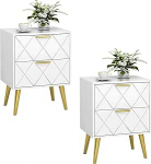 &Ouml;&ouml;laud 2 sahtliga, valge &ouml;&ouml;kapp kuldsete jalgadega, kaasaegne stiilne &ouml;&ouml;kapp, k&uuml;ljelaud, sahtli, kapp elutuppa, magamistuppa, MLBZ09WU-2