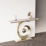 Moderner Rock Panel Konsole Sofatisch mit Metallrahmen, Einfacher Wohnzimmer Beistelltisch f&uuml;r Flur, Foyer, Eingang, Eingang, Modern Dekorativ