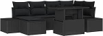 Rantry 7-teiliges Garten Sofa Set mit Kissen Schwarz Poly Rattan Gartenlounge Model3357956