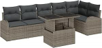 Rantry 7-teiliges Garten Sofa Set mit Kissen Grau Poly Rattan Gartenlounge Model3348655