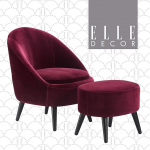 Elle Decor Nico Chair and Ottoman Merlot Red