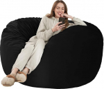 Kasunpul Bean Bag Chair Bean Bag toolid t&auml;iskasvanutele Giant Bean Bags with Velvet Cover Bean Bag Fluffy Bean Bags for Living Room Bedroom Black 107 x 107 x 56 cm