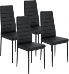 Juskys Loja s&ouml;&ouml;gitoolide komplekt 4 tooli koos kunstnahast kattega ja k&otilde;rge seljatoega - tugev terasraam Maksimaalne koormus 120 kg - 4 tooli s&ouml;&ouml;gituppa ja k&ouml;&ouml;ki k&ouml;&ouml;gitoolid s&ouml;&ouml;gitoolide musta v&auml;rvi