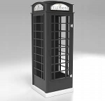 PLASTIKO Dekoratiivne vitriinkapp Kapp inglise telefonikarbi kujul Originaalne vorm Lastele Ettev&otilde;ttele 4 riiulit Funktsionaalne soliidne must