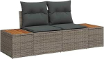 Rantry 8-teiliges Garten-Sofa-Set mit Kissen Grau Poly-Rattan Akazie Gartenlounge Model3361416
