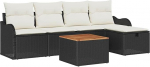 6-teiliges Garten Sofa Set mit Kissen Schwarzes Poly Rattan Gartenlounge Model3360806