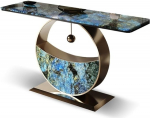 Konsolentisch, 47" moderner Blauer Kunstmarmor-Konsolentisch mit Stahlsockel for den Eingangsbereich Flurtisch