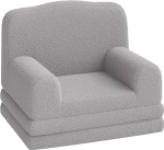 Laste diivan 2-in-1 konverteeritav, Teddy Fleece laste diivanitool, pehme v&auml;ljapandav lamamistool, mugav laste diivanvoodi m&auml;ngutuppa, lasteaeda ja s&uuml;nnip&auml;evakingituseks (hall p&auml;rg)