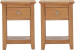 Hallowood Oak Furniture Hereford Lamp Table, komplekt 2, &ouml;&ouml;kapp, v&auml;ike kohvilaud riiuli ja sahtliga, diivanilaud, kitsas k&uuml;ljelaud elutuppa ja magamistuppa, taimealune