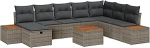 Rantry 9 osaliges Garten Sofa Set mit Kissen Grau Poly Rattan Gartenlounge Model3359661