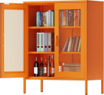 MetaCate lnov metallist hoiukapp traatv&otilde;rgu ustega, k&uuml;ljepaneel kapp 2 ukse ja 2 reguleeritava riiuliga, mitmeotstarbeline teraskapp, 40W x 80D x 101,5H cm, oranž