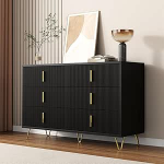 OLIVIBED metalljalgadega k&uuml;laliskapp, riiulitega k&uuml;laliskapp, 4 uksega buffetkapp, Highboard elutuppa, mitmeotstarbeline kapp s&ouml;&ouml;gituppa, elutuppa, merev&auml;e sinine, 140 x 40 x 85,9 cm