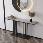 Moodne konsoollaud (79 cm) esikusse - kitsas geomeetrilise raamiga k&uuml;ljelaud - stiilne aktsentlaud elutuppa, fuajeesse, esikusse (must, 120 x 30 x 80 cm)