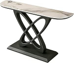 ZLLPIGLS Konsolentisch mit Felsplattenoberseite, Schmaler Konsolentisch mit Stabilem Metallrahmen, f&uuml;r Eingangsbereich, Wohnzimmer oder Sofa-Hintergrund(Black1,150cm/59in)