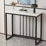 Schmale Konsolentische f&uuml;r Flur und Eingangsbereich, Ablage hinter dem Sofa, Marmor-Spiegel-Display, moderner Eingangstisch, moderner Konsolentisch mit Holzplatte und Metallgestell, schmaler