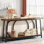 Kitsas konsoollaud koos hoiuruumiga - 2-tasandiline puidust sissep&auml;&auml;sulaud elutuppa, aksessuaarilaud esikusse, fuajeesse ja diivani taha (59 x 11,8 x 35,4 tolli)