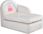 roba Peppa Pig Velour Canap&eacute; - M&eacute;ridienne pour Enfant d&egrave;s 18 Mois - Assise Comfortable with Accotoir et Dossier - Facile &agrave; Nettoyer - Chauffeuse Beige / Motif Truie