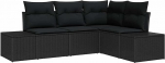 4-teiliges Garten Sofa Set mit Kissen Schwarz Poly Rattan Gartenlounge Model3347043