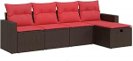 Garten-Sofagarnitur Set mit Stauraum & Fu&szlig;hocker - PE-Rattan, 55x53x34 cm, f&uuml;r Terrasse und Innenhof Model3325370