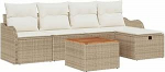 Gartensofa-Set mit Kissen mit Speicher 6 tk Beige Poly-Rattan Gartenm&ouml;bel Model3359477