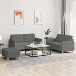 Dunkelgrauer 2-Sitzer-Sofa mit Fu&szlig;hocker, Stoff (100% pol&uuml;ester), 140 cm, max. 110 kg pro Sitz Model3202095