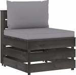 Gecheer Modulares Mittelsofa mit Kissen Grau Impr&auml;gniertes Holz, Moderne Couch Polstersofa f&uuml;r Wohnzimmer Schlafzimmer Spielzimmer3068121