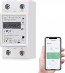 eMylo Current Meter for Balcony Power Plant, Digital Single-Phase Electricity Meter Read-Out WiFi, Energy Meter with LCD Display Switch KWh Compatible with Tuya Smart/Smart Life/Alexa, 90-250V 60A