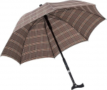 Ossenberg Twin Umbrella with Fritz Handle - Diameter 105 cm - 2-in-1 Walking Stick & Umbrella - Handstick, Walking Aid, Walking Aid - Height Adjustable - Brown Check Design