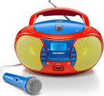 Karcher RR 5026 Portable CD Radio - Colorful Kids Boombox with CD Player, FM Radio, USB & Microphone - Battery / AC Power