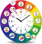 Cander Berlin MNU 11930 R Children's Wall Clock Silent 30 cm Silent Magnetic Photos Children's Room Daily Schedule Learning Clock Children's Room Analogue without Ticking Noises Girls Boys