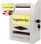 mioni Suggestion Box,Donation Box,Mail Box,Comment Box, Locking and Pen for Wall or Countertop,6 replaceable tags