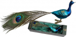 Krebs Glas Lauscha - Christmas Tree Decoration / Glass Bird - Peacock Motif - Colour: Blue - Size: 28 cm - Made in Germany