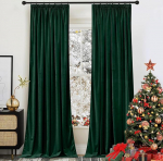 PONY DANCE Sametkardinad tumerohelised (300 g/m&sup2;) elutoa kardinad, 2 tk, k&otilde;rgus 240 x laius 132 cm, termokardinad, k&uuml;lma kaitse, sametkardinad raudtee jaoks, kardinad samet, kardinad samet